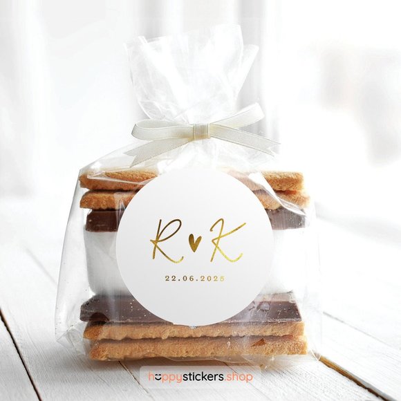 Jingle Monogram Stickers with Initials & Date • Wedding Stickers • Circle Labels - Picture 3 of 17